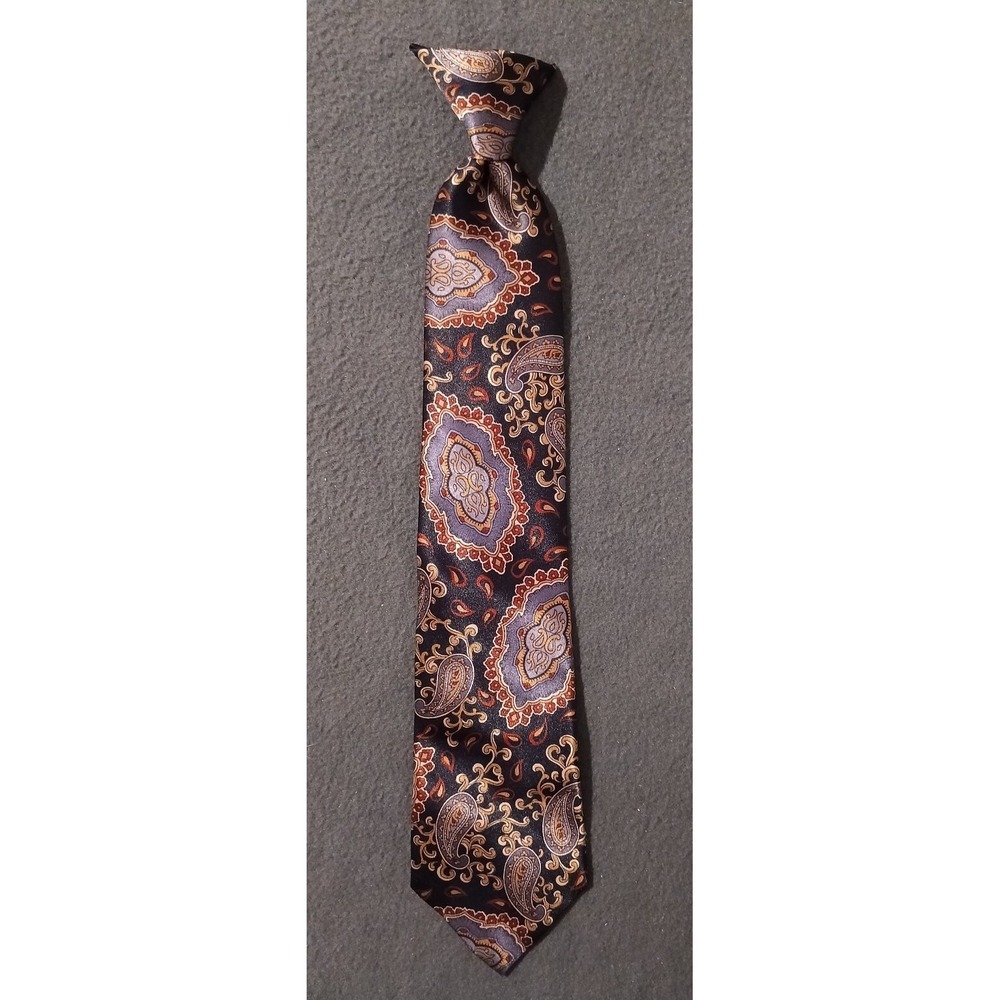 Ketch Navy Blue Paisley Classic Length Clip On Silk Patterned Tie